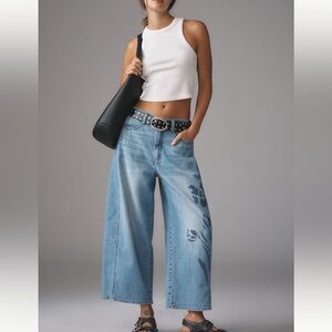 Pilcro Kenna Mid-Rise Heritage Barrel Jeans Icon Edition in Floral Resist Wash